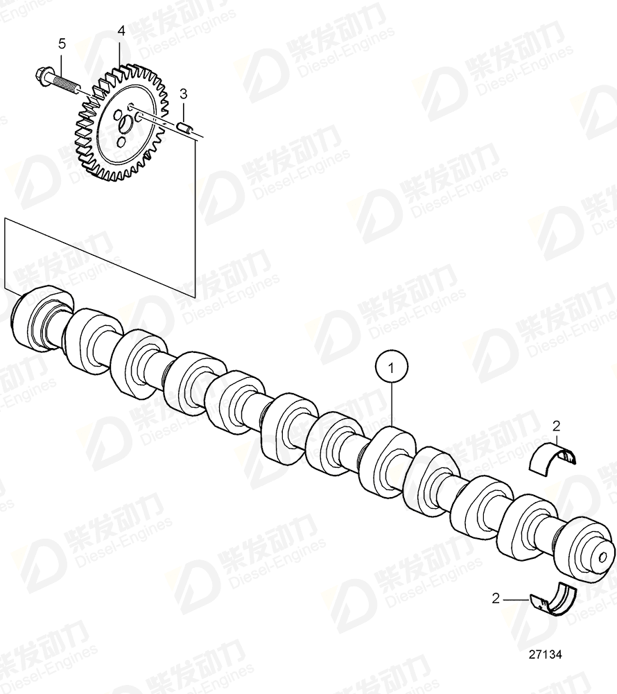 volvo penta Camshaft 21771519 Drawing volvo penta Camshaft 21771519 Drawing